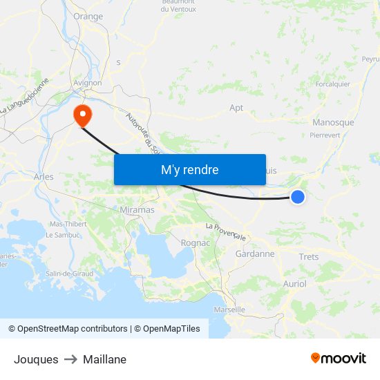 Jouques to Maillane map