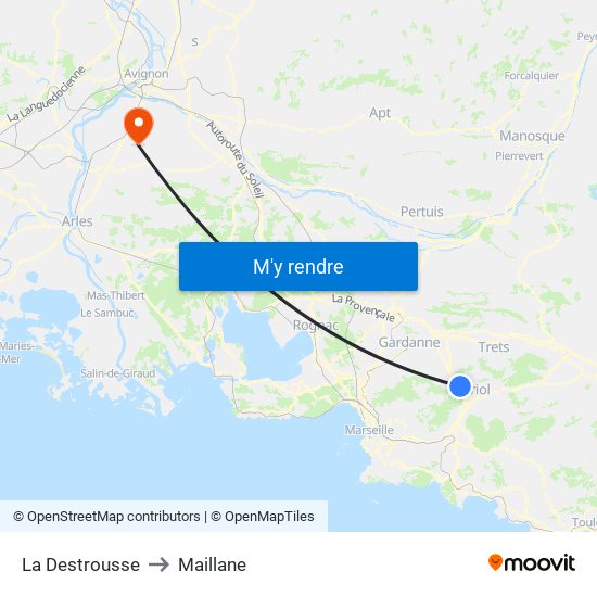 La Destrousse to Maillane map