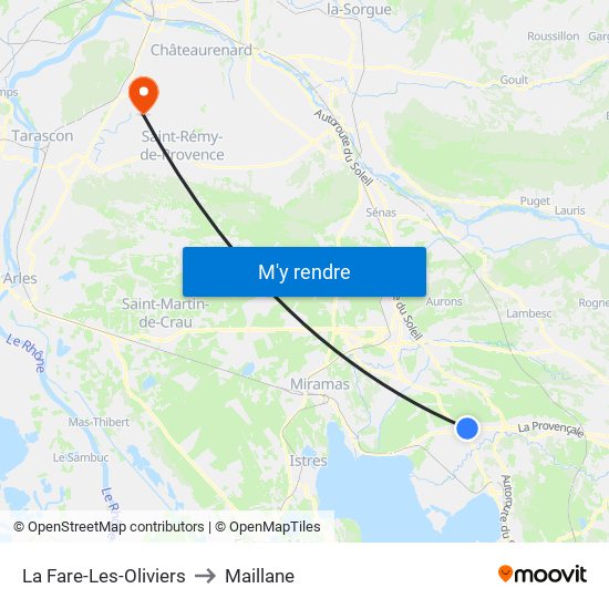La Fare-Les-Oliviers to Maillane map