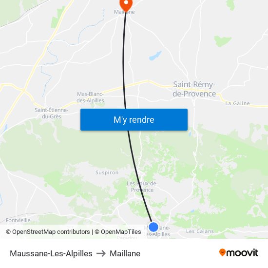 Maussane-Les-Alpilles to Maillane map