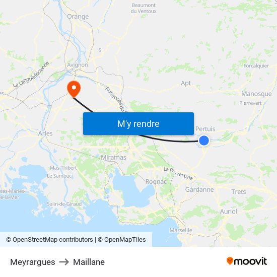 Meyrargues to Maillane map