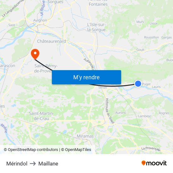 Mérindol to Maillane map