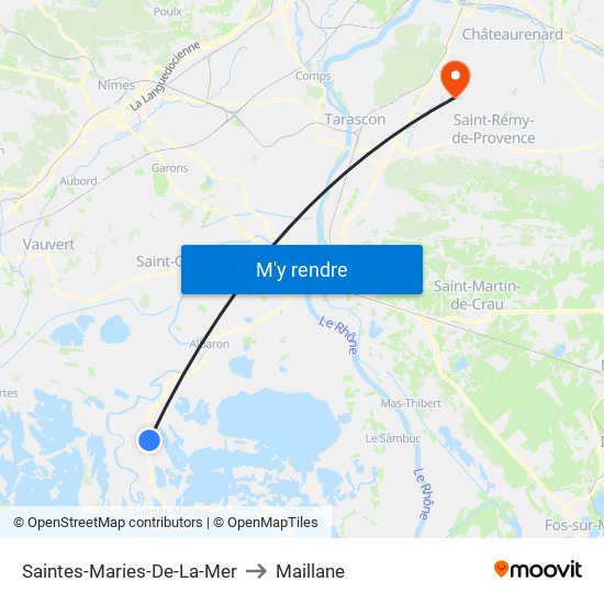 Saintes-Maries-De-La-Mer to Maillane map