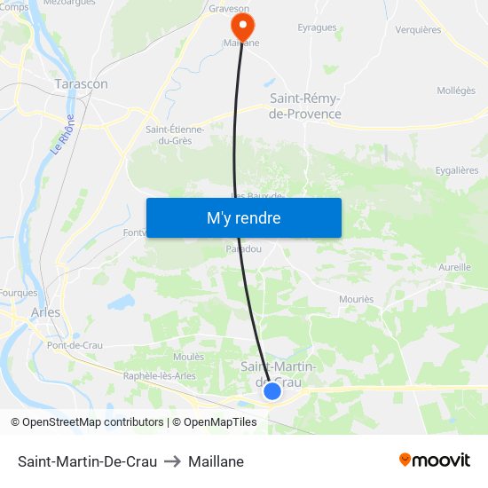 Saint-Martin-De-Crau to Maillane map