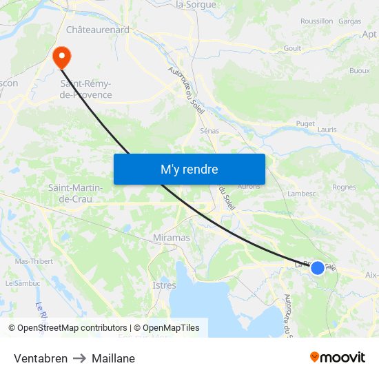 Ventabren to Maillane map