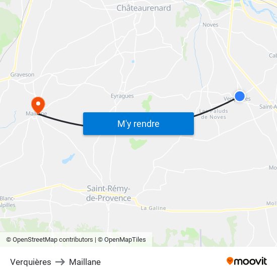 Verquières to Maillane map