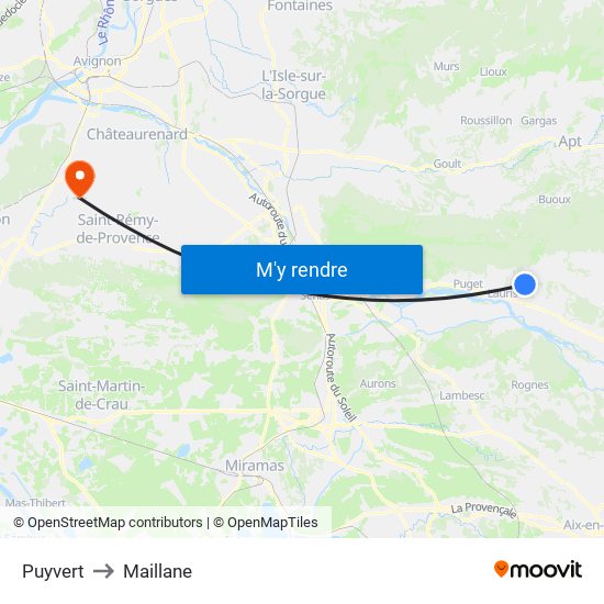 Puyvert to Maillane map