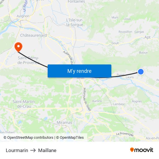 Lourmarin to Maillane map
