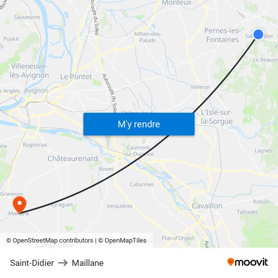 Saint-Didier to Maillane map