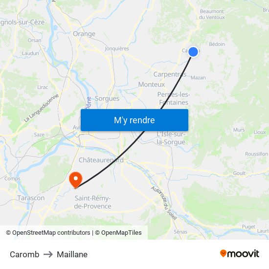 Caromb to Maillane map