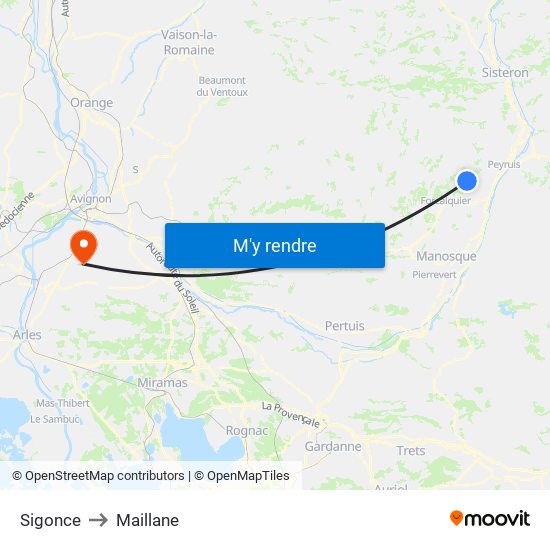 Sigonce to Maillane map