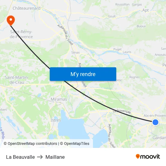 La Beauvalle to Maillane map