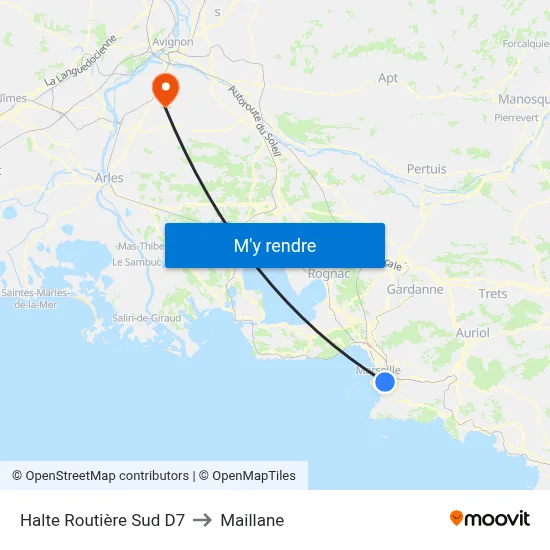 Halte Routière Sud D7 to Maillane map