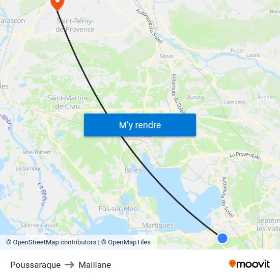 Poussaraque to Maillane map
