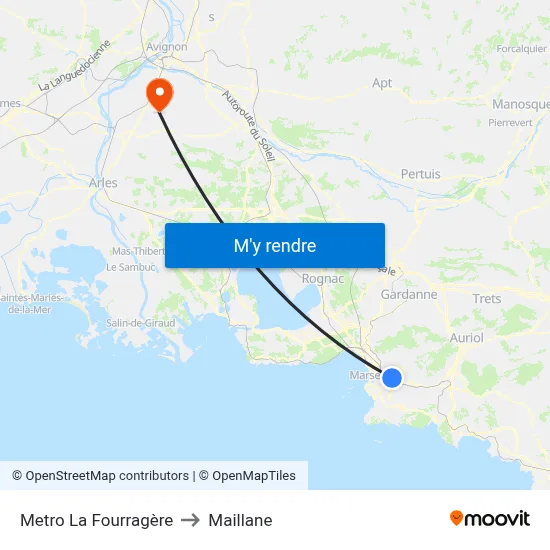 Metro La Fourragère to Maillane map