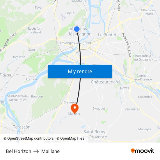 Bel Horizon to Maillane map