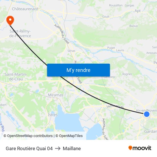 Gare Routière Quai 04 to Maillane map