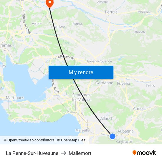 La Penne-Sur-Huveaune to Mallemort map