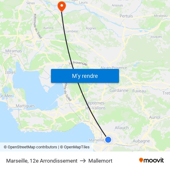 Marseille, 12e Arrondissement to Mallemort map