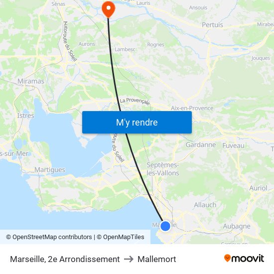 Marseille, 2e Arrondissement to Mallemort map