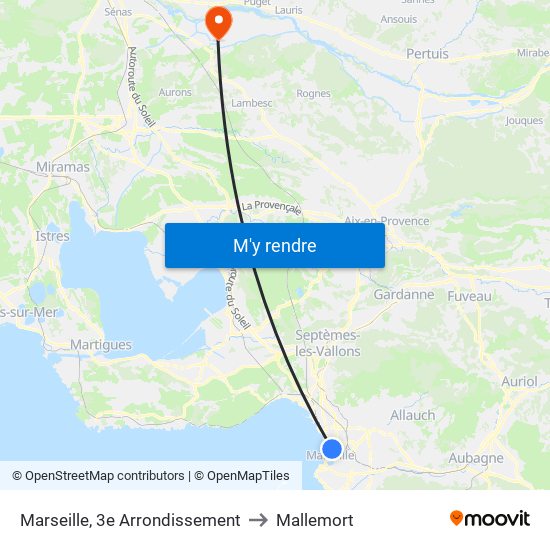 Marseille, 3e Arrondissement to Mallemort map