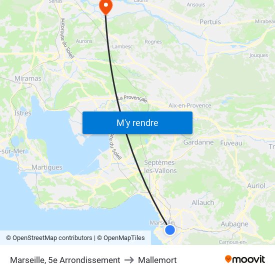 Marseille, 5e Arrondissement to Mallemort map