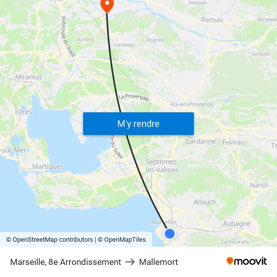 Marseille, 8e Arrondissement to Mallemort map