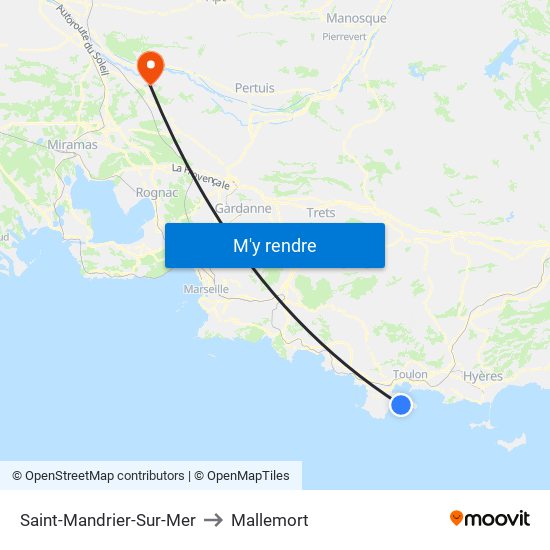Saint-Mandrier-Sur-Mer to Mallemort map