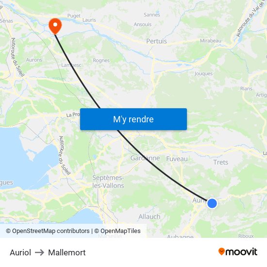 Auriol to Mallemort map