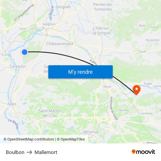 Boulbon to Mallemort map