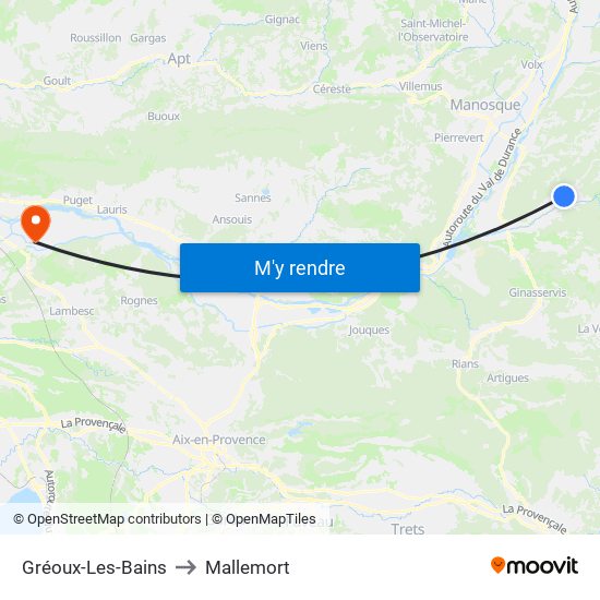 Gréoux-Les-Bains to Mallemort map