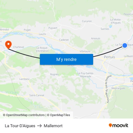 La Tour-D'Aigues to Mallemort map