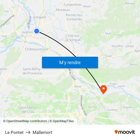 Le Pontet to Mallemort map