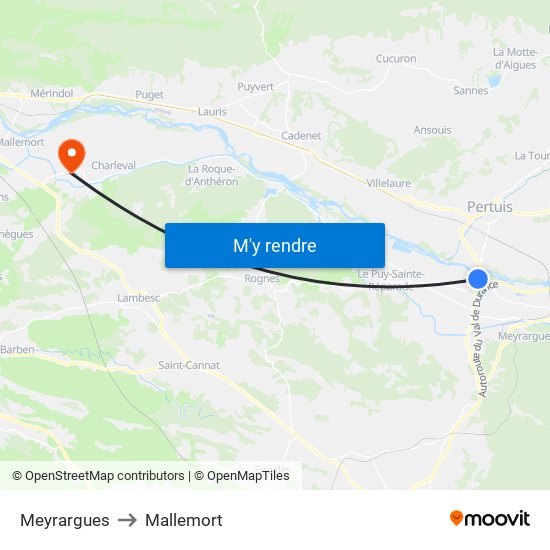 Meyrargues to Mallemort map
