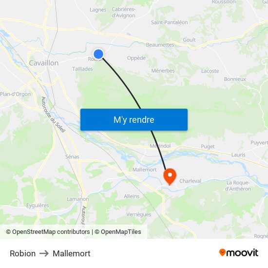Robion to Mallemort map