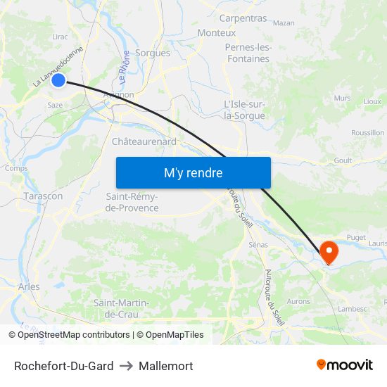 Rochefort-Du-Gard to Mallemort map