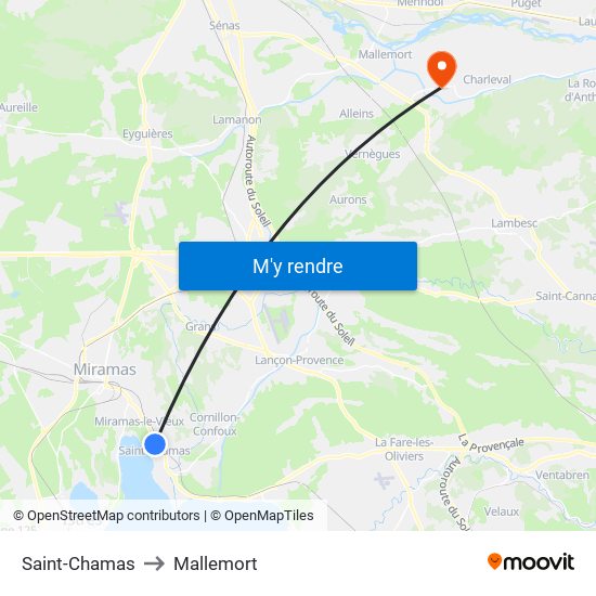 Saint-Chamas to Mallemort map