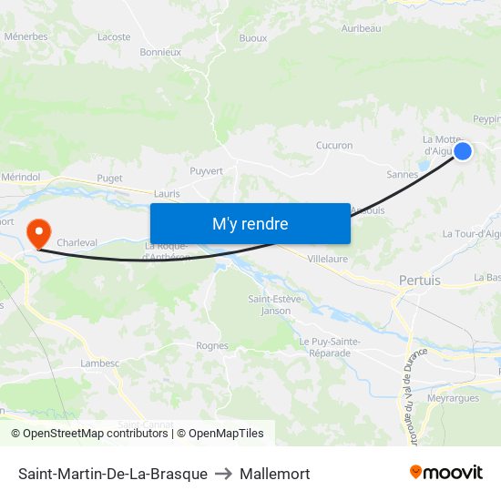 Saint-Martin-De-La-Brasque to Mallemort map