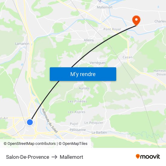 Salon-De-Provence to Mallemort map