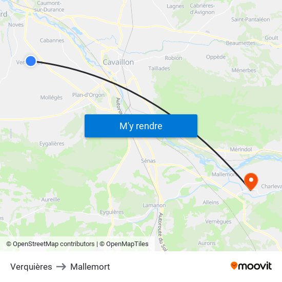 Verquières to Mallemort map