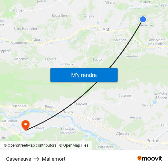 Caseneuve to Mallemort map