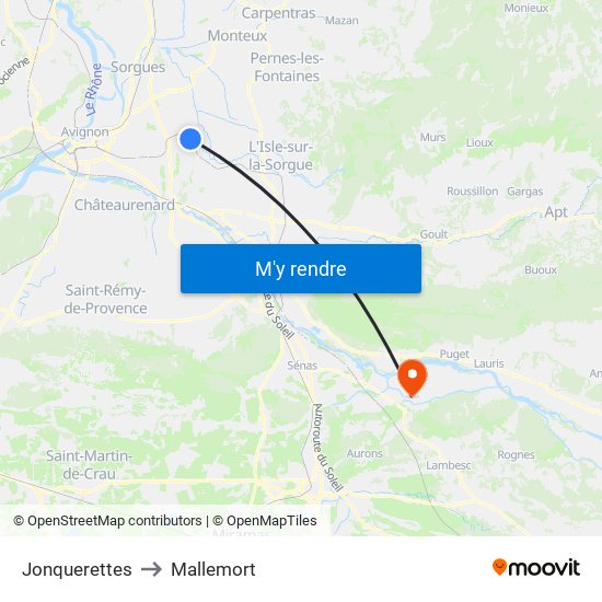 Jonquerettes to Mallemort map