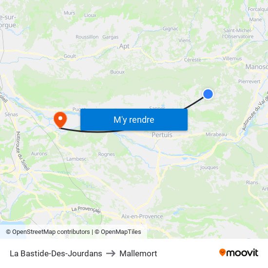 La Bastide-Des-Jourdans to Mallemort map