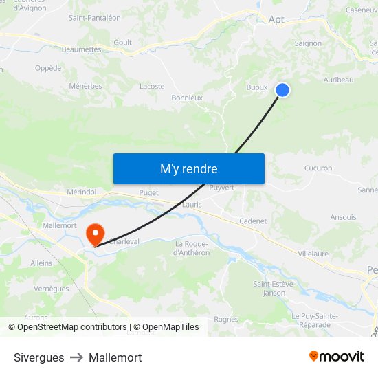 Sivergues to Mallemort map