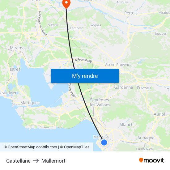Castellane to Mallemort map