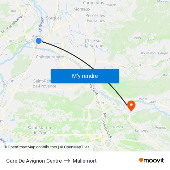 Gare De Avignon-Centre to Mallemort map