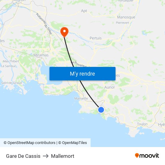 Gare De Cassis to Mallemort map