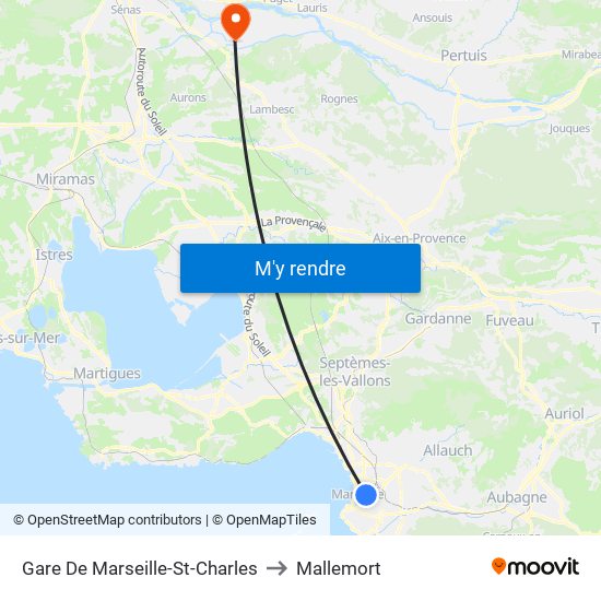 Gare De Marseille-St-Charles to Mallemort map
