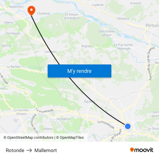 Rotonde to Mallemort map