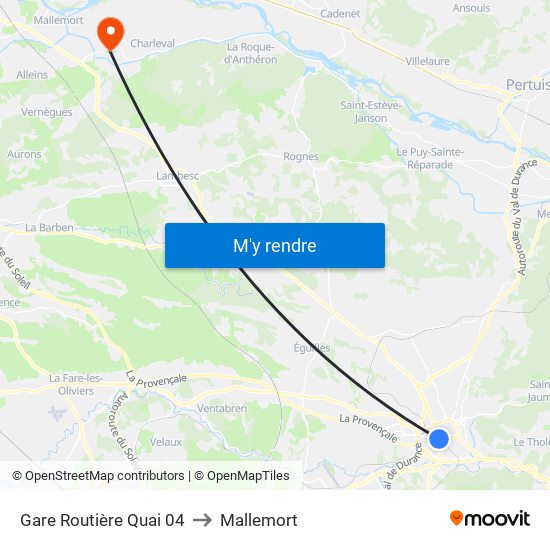 Gare Routière Quai 04 to Mallemort map